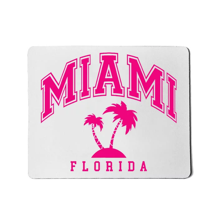 Miami Beach Florida Palms Palm Trees Preppy Varsity Pink Mousepad