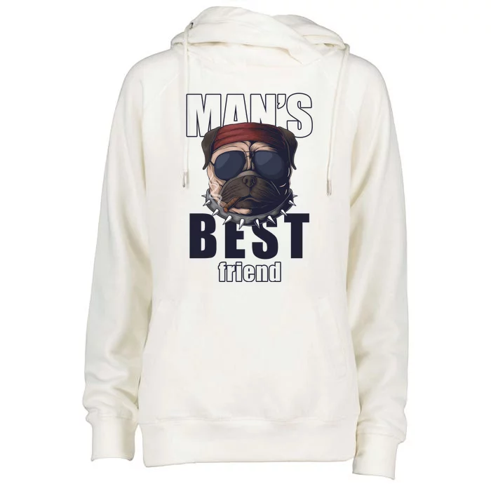 Mans Best Friend Bulldog Funny Dog Lover Womens Funnel Neck Pullover Hood