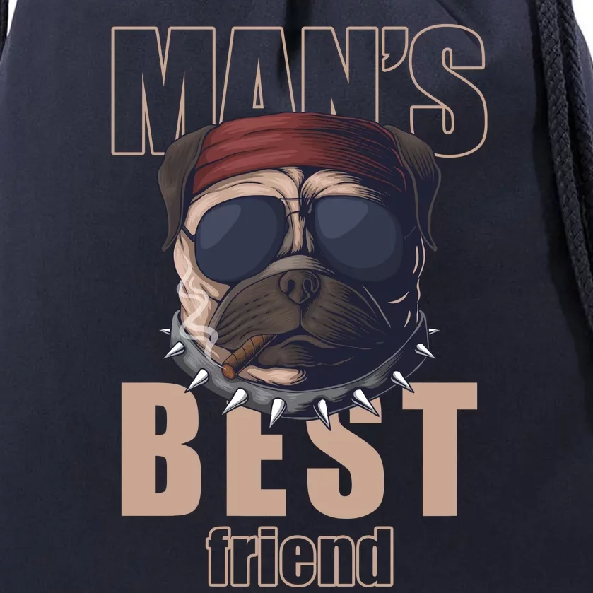 Mans Best Friend Bulldog Funny Dog Lover Drawstring Bag