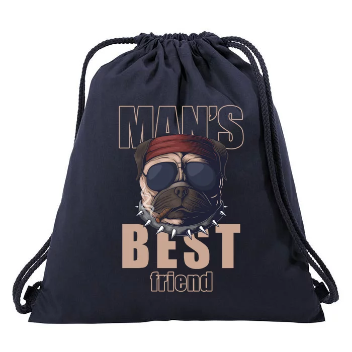 Mans Best Friend Bulldog Funny Dog Lover Drawstring Bag