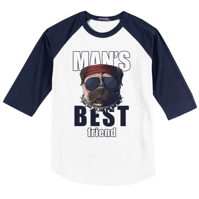 Mans Best Friend Bulldog Funny Dog Lover Baseball Sleeve Shirt