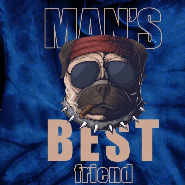 Mans Best Friend Bulldog Funny Dog Lover Tie Dye Hoodie