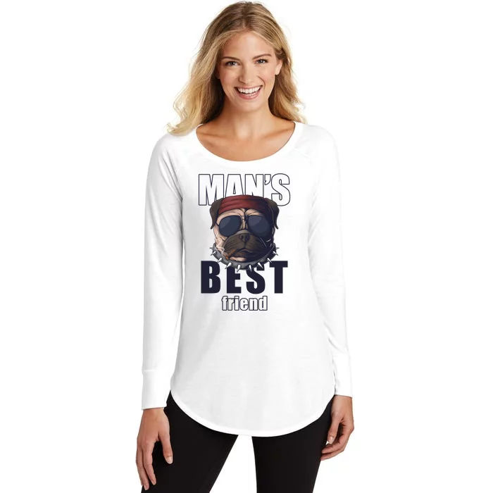 Mans Best Friend Bulldog Funny Dog Lover Women's Perfect Tri Tunic Long Sleeve Shirt