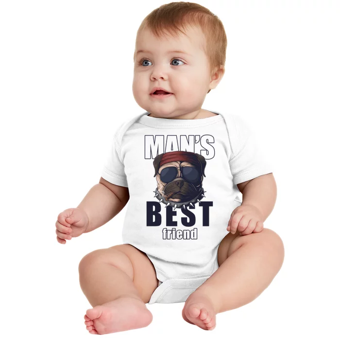 Mans Best Friend Bulldog Funny Dog Lover Baby Bodysuit