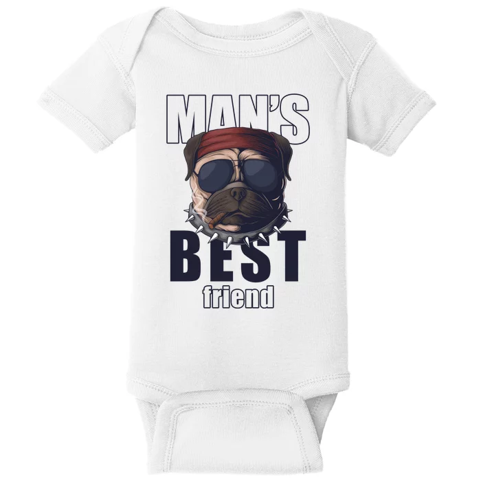 Mans Best Friend Bulldog Funny Dog Lover Baby Bodysuit