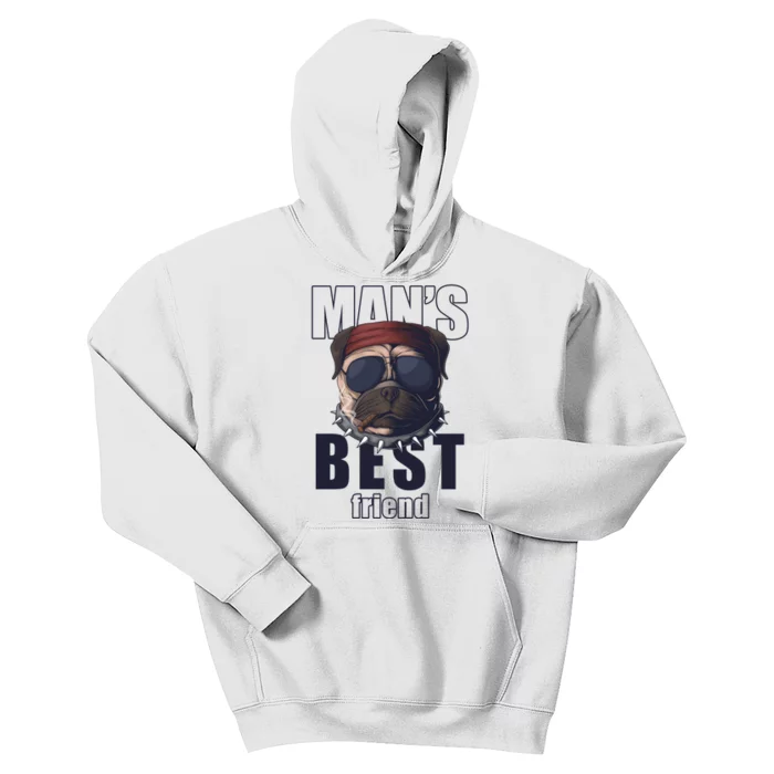 Mans Best Friend Bulldog Funny Dog Lover Kids Hoodie