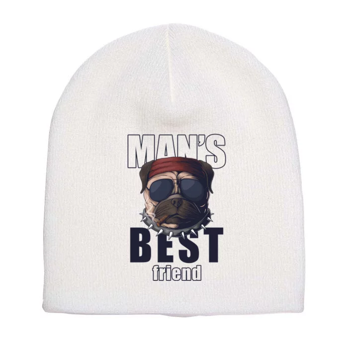 Mans Best Friend Bulldog Funny Dog Lover Short Acrylic Beanie