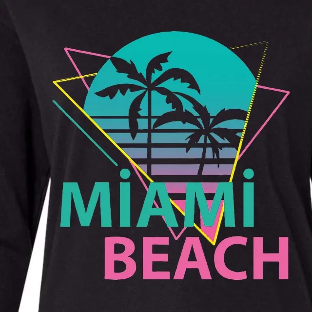 Miami Beach Florida Proud Floridian Retro Palms Trees Womens Cotton Relaxed Long Sleeve T-Shirt