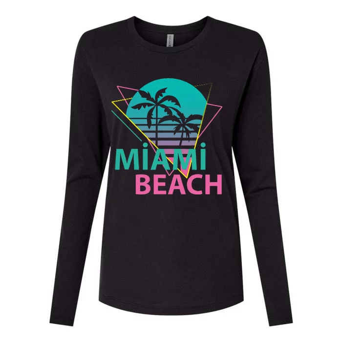 Miami Beach Florida Proud Floridian Retro Palms Trees Womens Cotton Relaxed Long Sleeve T-Shirt