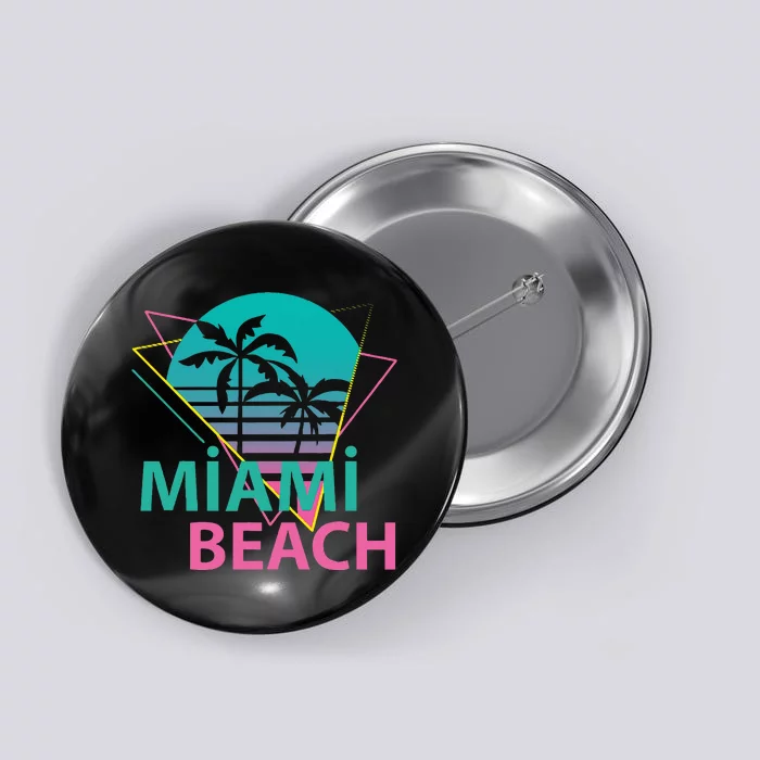 Miami Beach Florida Proud Floridian Retro Palms Trees Button