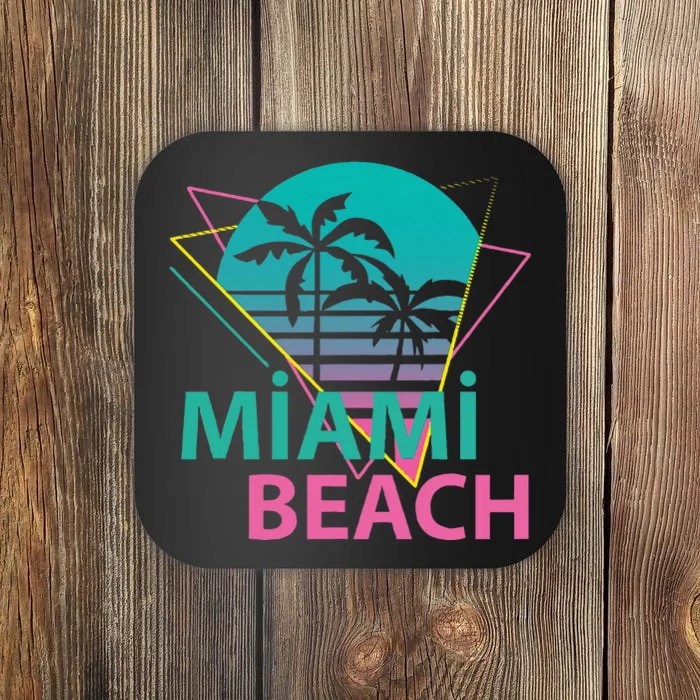 Miami Beach Florida Proud Floridian Retro Palms Trees Coaster