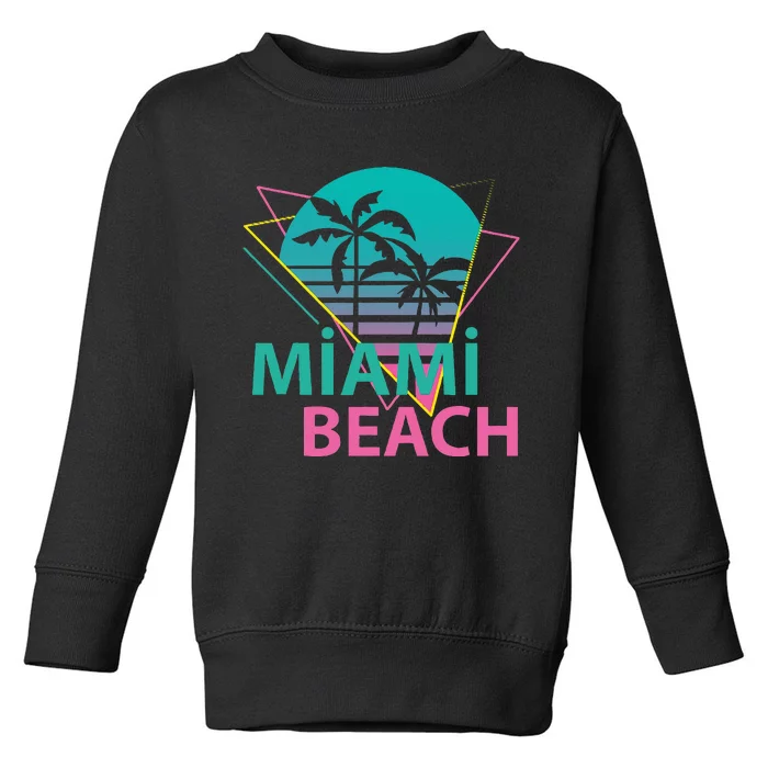 Miami Beach Florida Proud Floridian Retro Palms Trees Toddler Sweatshirt