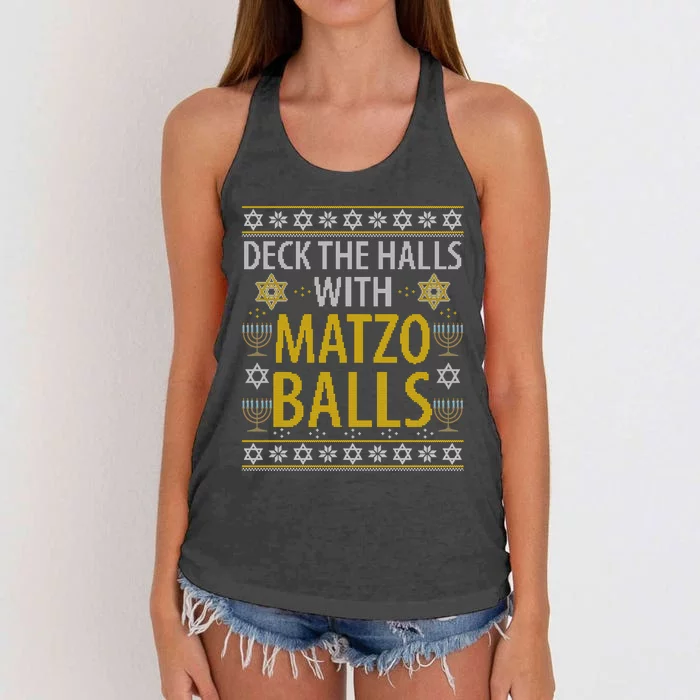 Matzo Balls Funny Hanukkah Theme Holiday Idea Quote Women's Knotted Racerback Tank