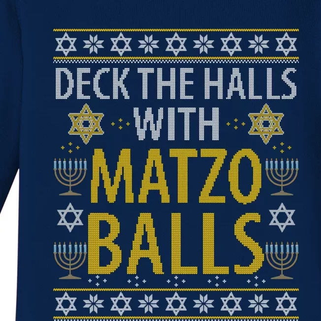 Matzo Balls Funny Hanukkah Theme Holiday Idea Quote Baby Long Sleeve Bodysuit