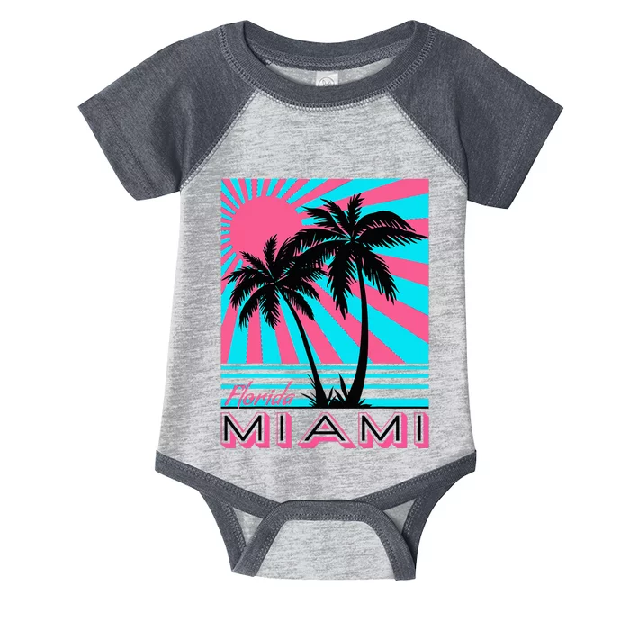 Miami Beach Florida Miami Palm Trees Infant Baby Jersey Bodysuit