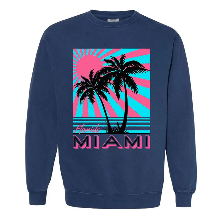 Miami Beach Florida Miami Palm Trees Garment-Dyed Sweatshirt