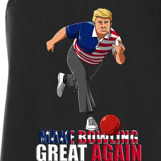 Make Bowling Great Again Funny Trump Bowling Gift Women's Racerback Tank