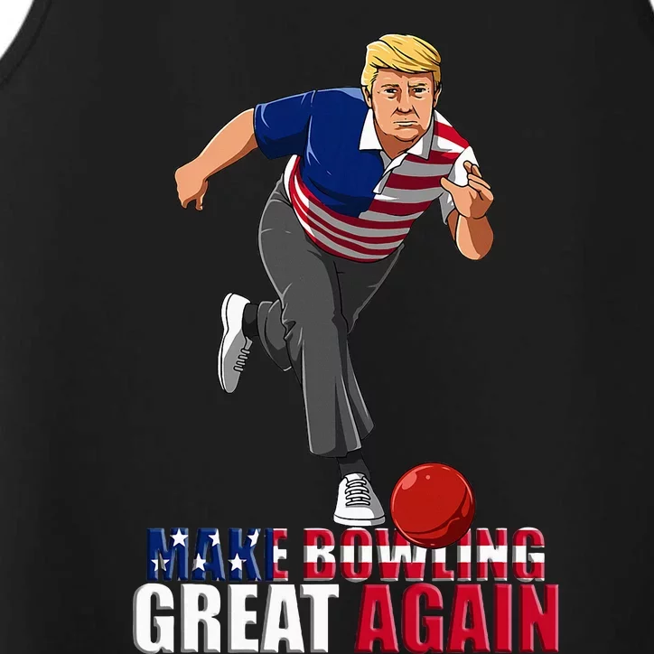 Make Bowling Great Again Funny Trump Bowling Gift Performance Tank