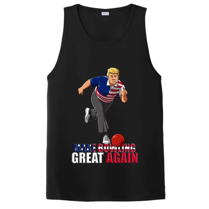 Make Bowling Great Again Funny Trump Bowling Gift Performance Tank