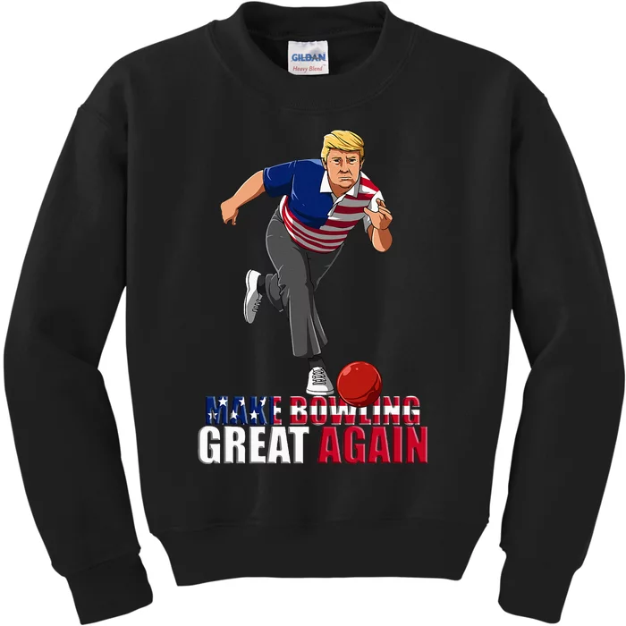 Make Bowling Great Again Funny Trump Bowling Gift Kids Sweatshirt