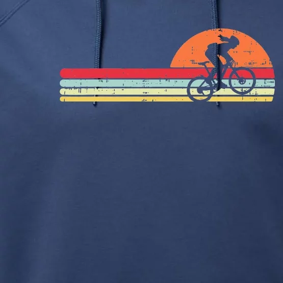 Mountain Bike Girl Retro Cycling Bicycle Rider Performance Fleece Hoodie