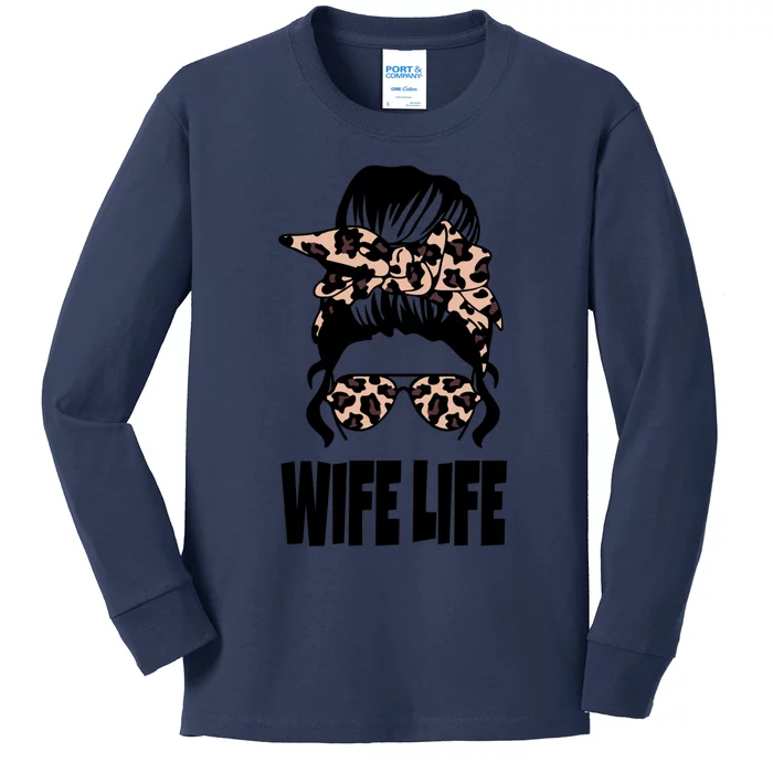 Messy Bun Gift Sarcastic Novelty Graphic Wife Life Cute Gift Kids Long Sleeve Shirt