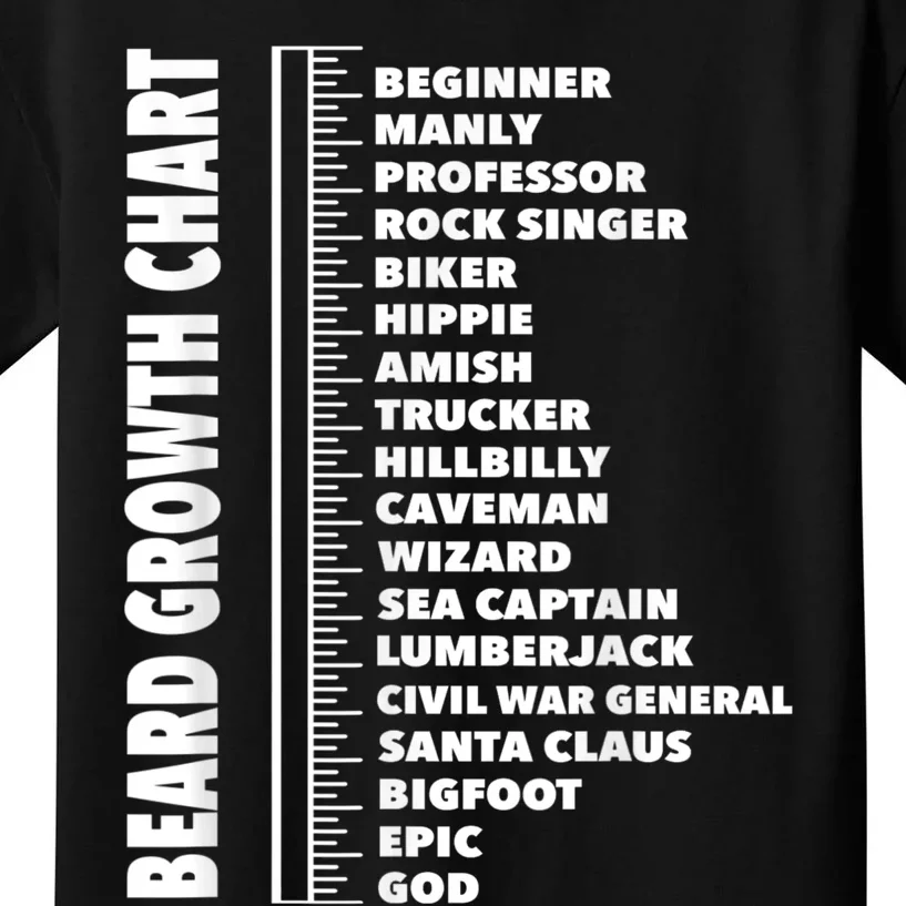 Mens Beard Growth Chart Length Ruler Cute Funny Joke Kids T-Shirt