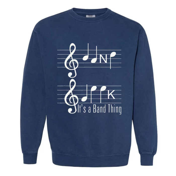 Musicians Band Geek Music Notes Spelling Garment-Dyed Sweatshirt