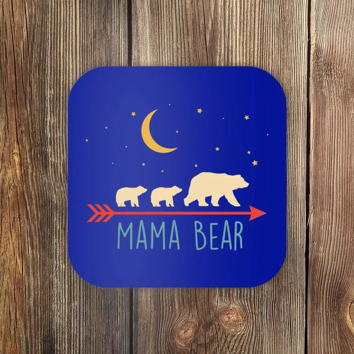 Mama Bear Gift With 2 Cubs Funny Gift Retro Style Gift Coaster