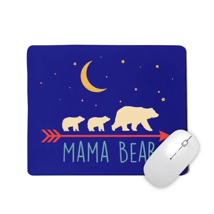 Mama Bear Gift With 2 Cubs Funny Gift Retro Style Gift Mousepad