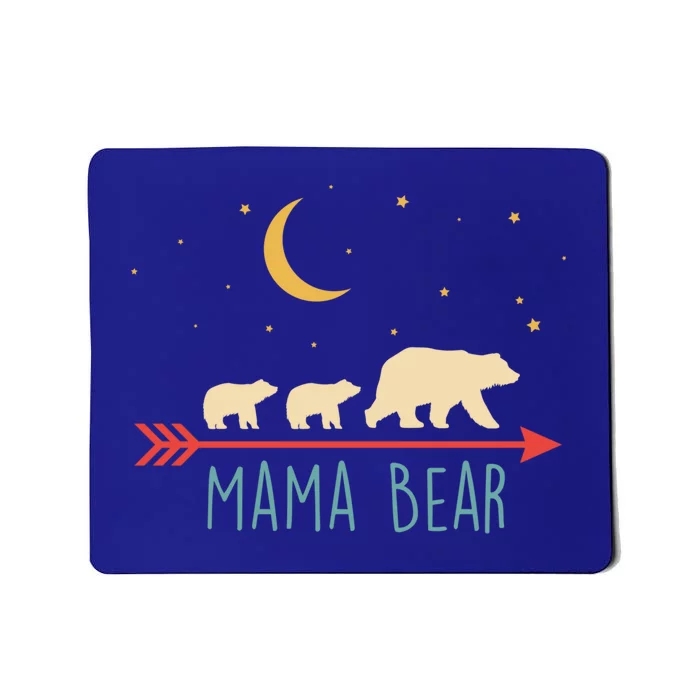 Mama Bear Gift With 2 Cubs Funny Gift Retro Style Gift Mousepad