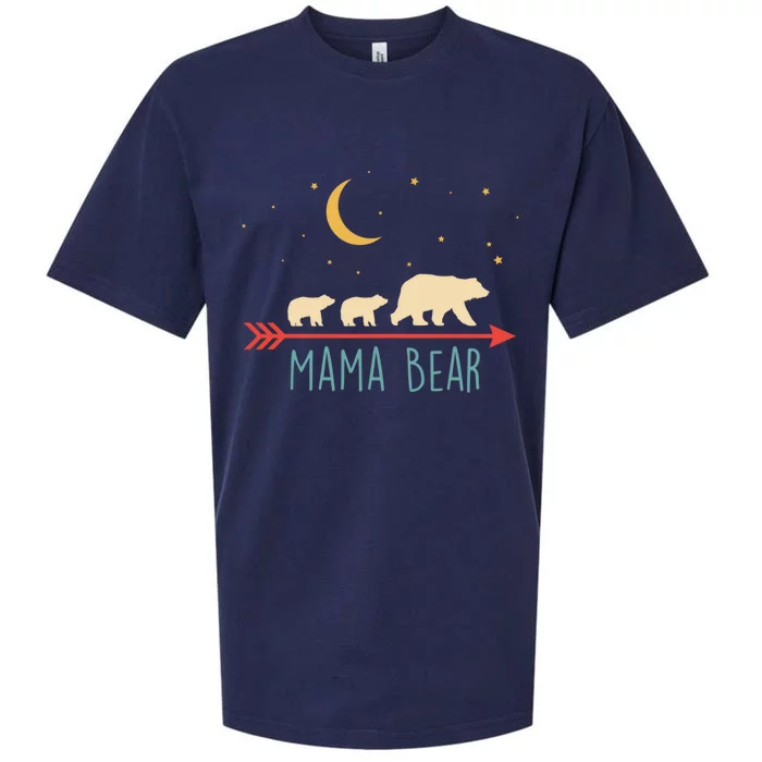 Mama Bear Gift With 2 Cubs Funny Gift Retro Style Gift Sueded Cloud Jersey T-Shirt