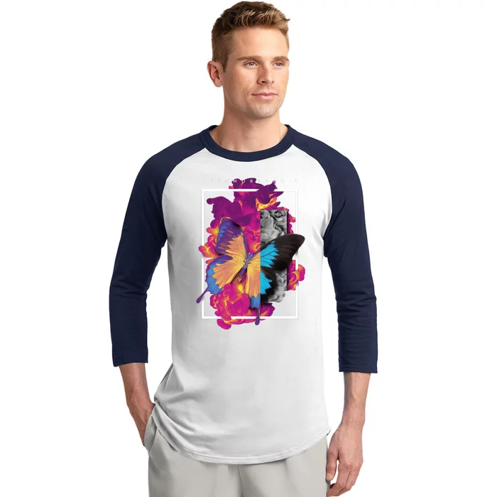 Metamorphosis Butterfly Graphic Baseball Sleeve Shirt