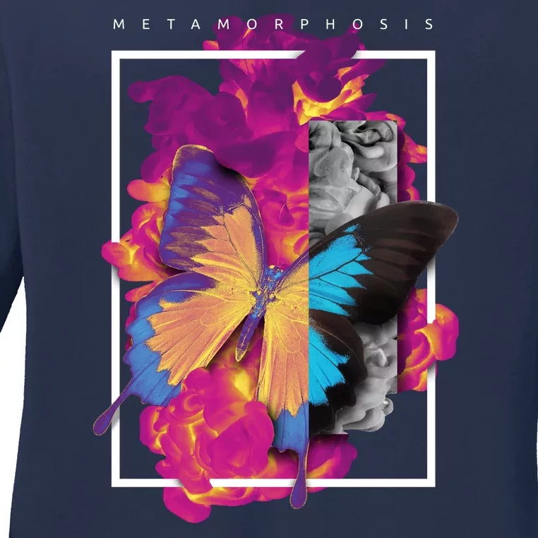 Metamorphosis Butterfly Graphic Ladies Long Sleeve Shirt