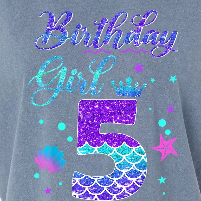 Mermaid Birthday Girl 5 Year Old Its My 5th Birthday Mermaid Garment-Dyed Women's Muscle Tee