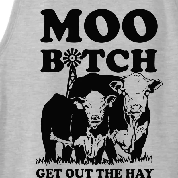 Moo Bitch Get Out The Hay Famer Cow Lovers Ladies Tri-Blend Wicking Tank