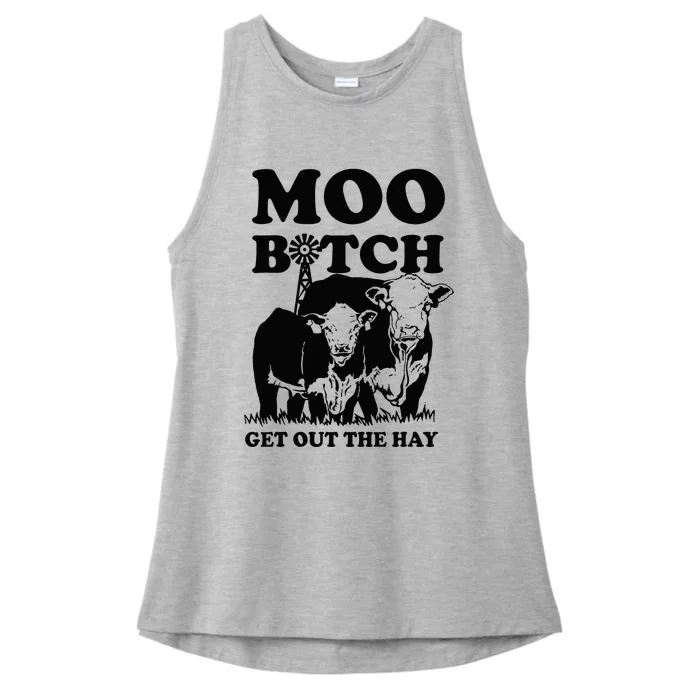 Moo Bitch Get Out The Hay Famer Cow Lovers Ladies Tri-Blend Wicking Tank