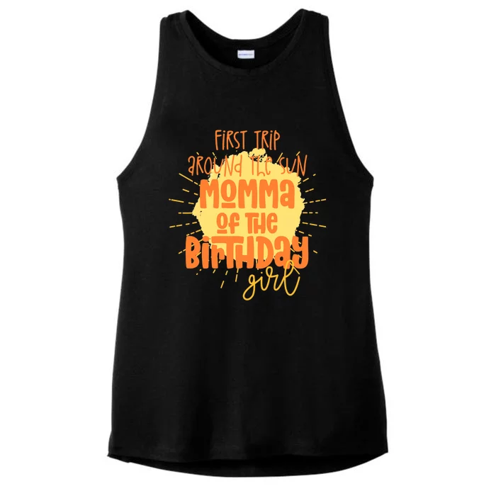 Momma Birthday Girl First Trip Around the Sun Galaxy Party Ladies Tri-Blend Wicking Tank