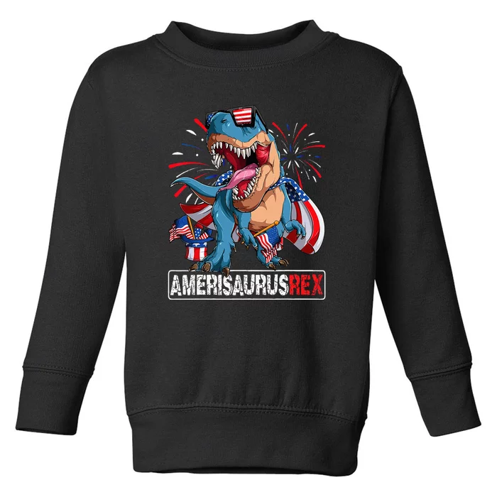 Men Boy Girl Funny Dinosaur 4th Of July B Amerisaurus T Rex Gift Toddler Sweatshirt