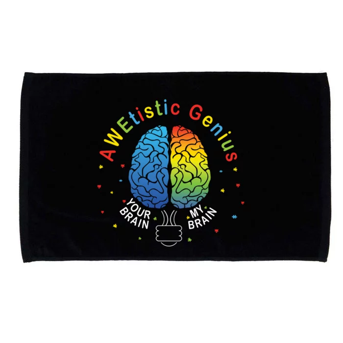 My Brain Genius Colorful Puzzle Advocate Autism Awareness Gift Microfiber Hand Towel