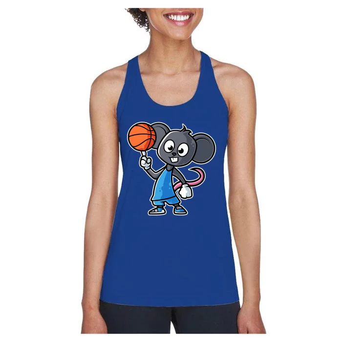 Mouse Basketball Game Day Funny Team Sports Bfunny Giftball Rat Gift Women's Racerback Tank