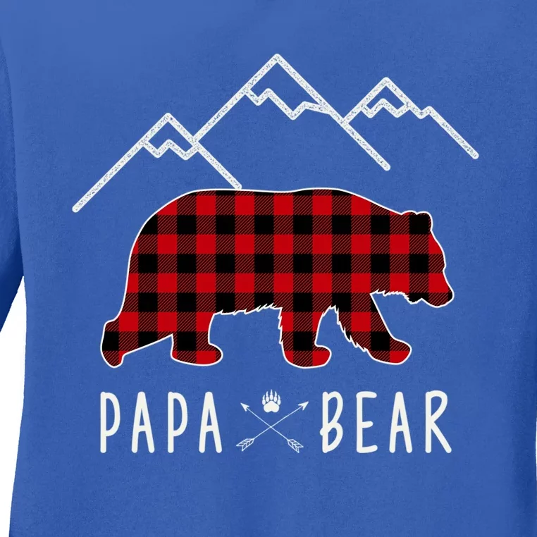 Mama Bear Gift Buffalo Plaid Papa Bear Funny Gift Ladies Long Sleeve Shirt