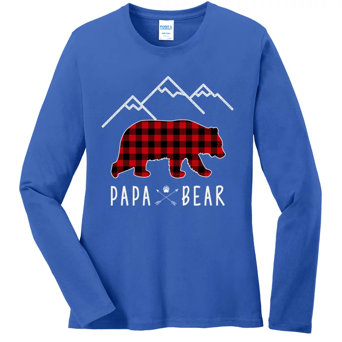 Mama Bear Gift Buffalo Plaid Papa Bear Funny Gift Ladies Long Sleeve Shirt