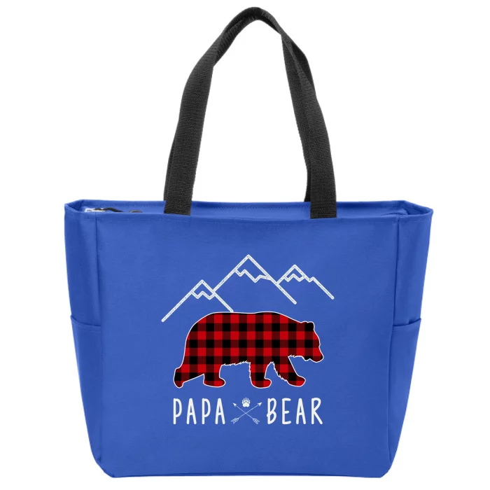 Mama Bear Gift Buffalo Plaid Papa Bear Funny Gift Zip Tote Bag