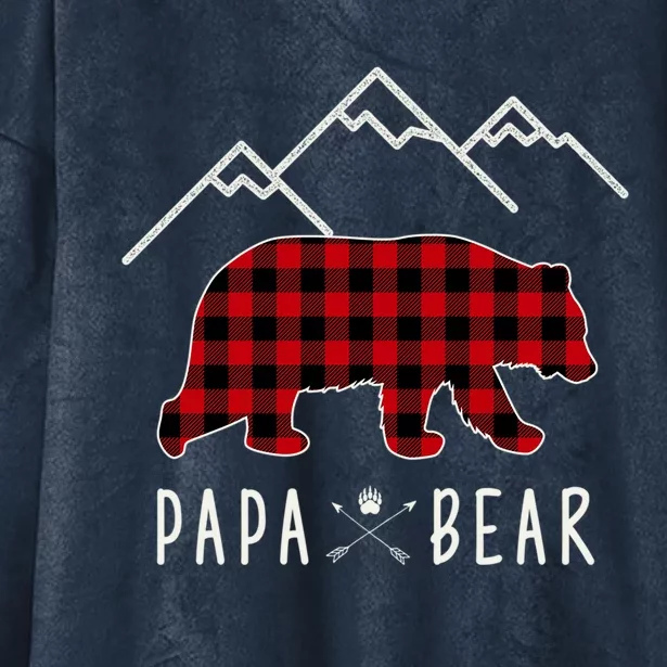 Mama Bear Gift Buffalo Plaid Papa Bear Funny Gift Hooded Wearable Blanket