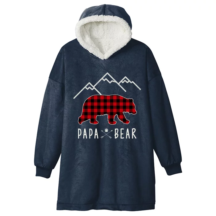 Mama Bear Gift Buffalo Plaid Papa Bear Funny Gift Hooded Wearable Blanket