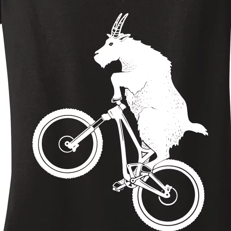 Mountain Bike Goat Funny Bicycle Day For Goat Lover Women's V-Neck T-Shirt