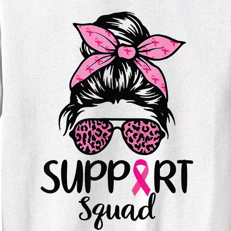 Messy Bun Glasses Pink Support Squad Breast Cancer Awareness Sweatshirt