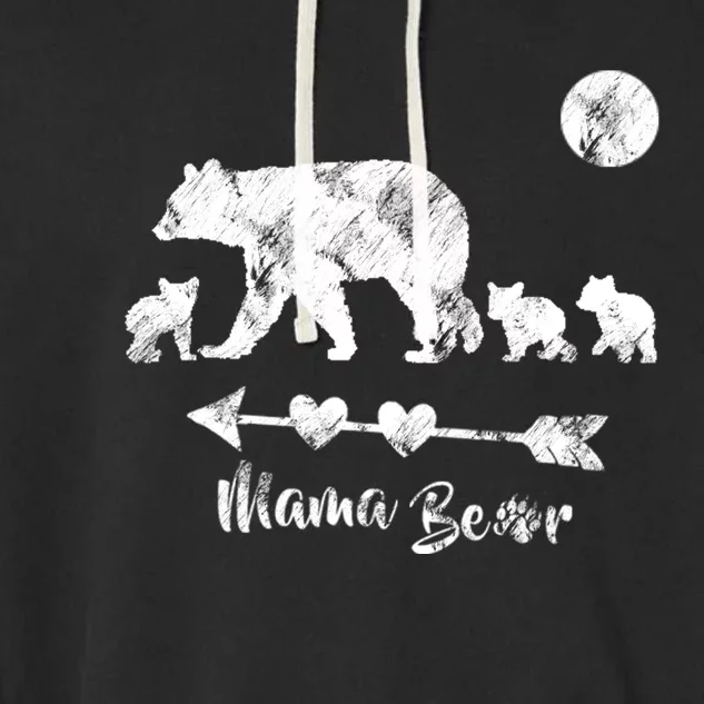 Mama Bear Gift With Three Cute Bear Cubs Mothers Day Funny Gift Garment-Dyed Fleece Hoodie