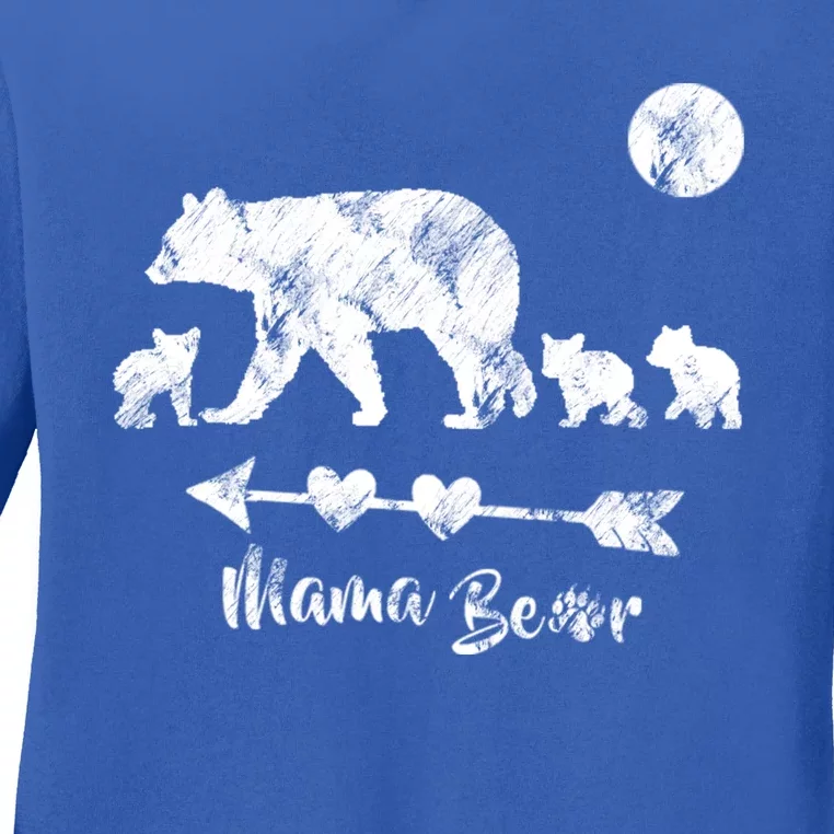 Mama Bear Gift With Three Cute Bear Cubs Mothers Day Funny Gift Ladies Long Sleeve Shirt